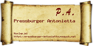 Pressburger Antonietta névjegykártya